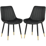 Dining Chairs Set of 2, Modern Kitchen Chair with PU Leather Upholstery and Steel Legs for Living Room