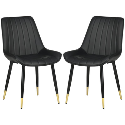 Dining Chairs Set of 2, Modern Kitchen Chair with PU Leather Upholstery and Steel Legs for Living Room