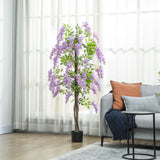 5.9FT Fake Wisteria Tree with Natural Wood Trunk, Greenery Tall Faux Floor Plant