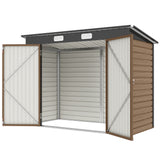 Cabanon de rangement de jardin galvanisé 8 x 4 pi, cabanon métallique d'extérieur avec portes doubles et 2 aérateurs