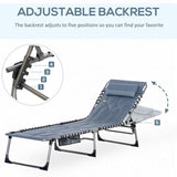 Chaise longue patio pliante, chaise longue rembourrée pour bronzage avec dossier ajustable 5 positions