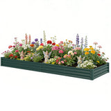 12 x 4 x 1ft Galvanized Raised Garden Bed, Reinforced Outdoor Planter Box with Open Bottom