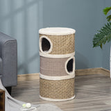 Cat Condo 3 Story Three Holes with Sisal Seaweed Scratching Cover Surface, 15