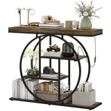 4-Tier Entryway Table with Charging Station LED Lights 39
