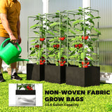 3 Packs Tomato Cages with 13.5 Gallon Grow Bags, Adjustable Square Plant Support Trellis