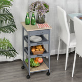 Kitchen Island Rolling Trolley Utility Serving Cart with Drawer