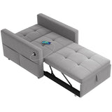 Convertible Chair Bed, Adjustable Backrest, Small Velvet Futon Sofa Bed