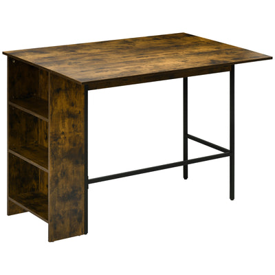 Counter Height Table with Drop Leaf, Extendable Bar Table with Adjustable Storage Shelf
