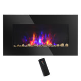 Wall Mounted Fireplace, 28.5 Inch Modern Electric Fireplace with Patented LED Flame Effect and 7 Colors
