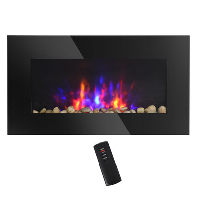 Wall Mounted Fireplace, 28.5 Inch Modern Electric Fireplace with Patented LED Flame Effect and 7 Colors