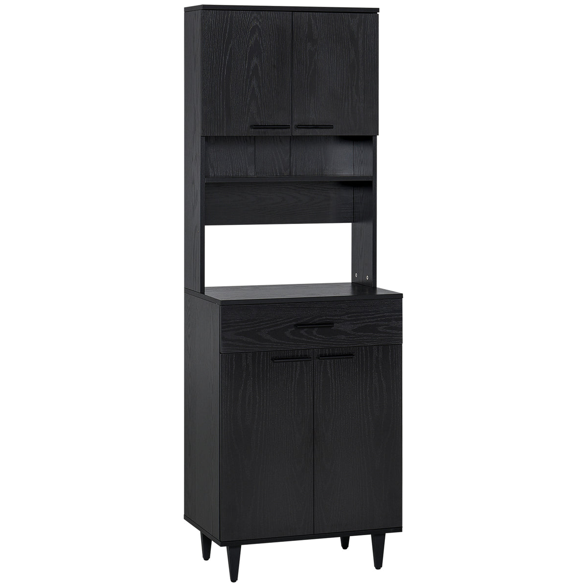 Buffet de cuisine moderne avec vaisselier, armoire de rangement en bois avec comptoir pour micro-ondes, 2 portes et tiroir pour salle à manger et salon