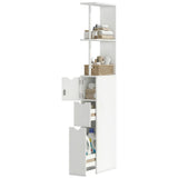 Tall Bathroom Storage Cabinet, Narrow Bathroom Cabinet with Drawers and Open Shelves for Small Spaces