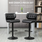 Swivel PU Leather Barstools Set of 2 Adjustable Bar Stools with Footrest Back for Kitchen Counter Dining Room