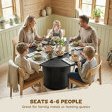 Round Dining Table for 4-6, 47 Inch Kitchen Table with Fluted Pedestal Base