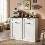 10 Gallon Trash Can Cabinet with Drawer, Farmhouse Tilt Out Garbage Cabinet Laundry Hamper