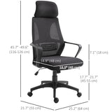 Fauteuil de bureau en maille avec appui-tête réglable en hauteur, chaise de bureau ergonomique avec angle d'inclinaison réglable, siège pivotant réglable en hauteur avec support lombaire pour le bureau