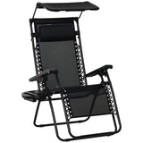 Outdoor Zero Gravity Reclining Lounger Chair with Canopy Shade, Side Tray
