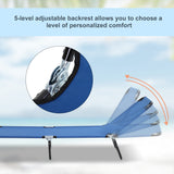 Outdoor Folding Lounge Chair, Steel Tanning Chair with Reclining Back, Breathable Mesh for Beach