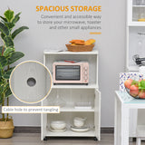 Microwave Cart on Wheels Utility Trolley Storage Sideboard Bookcase with 2-door Cabinet