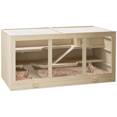 Wooden Hamster Cage Rat Cage with Slide, Tray