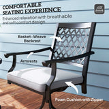 Outdoor Patio Chairs Set of 2, Metal Swivel Rocker Chairs with Cushion and Armrests for Backyard