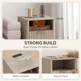 Nightstands Set of 2, Modern Bedside Tables with Charging Station, 2 Drawers and Open Shelf