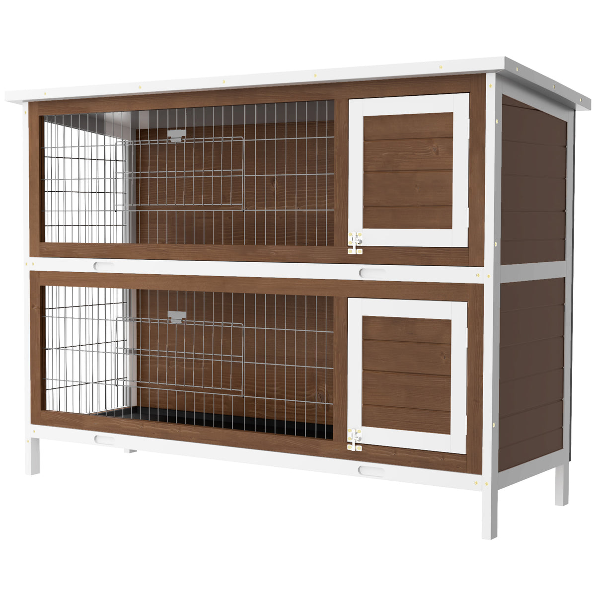 2 Tier Wooden Rabbit Hutch Bunny Pet House Wooden Coop Run