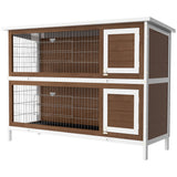 2 Tier Wooden Rabbit Hutch Bunny Pet House Wooden Coop Run