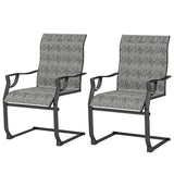 C Spring Motion Patio Chairs Set of 2 with Curved High Backrest, All Weather Breathable Fabric, Metal Frame