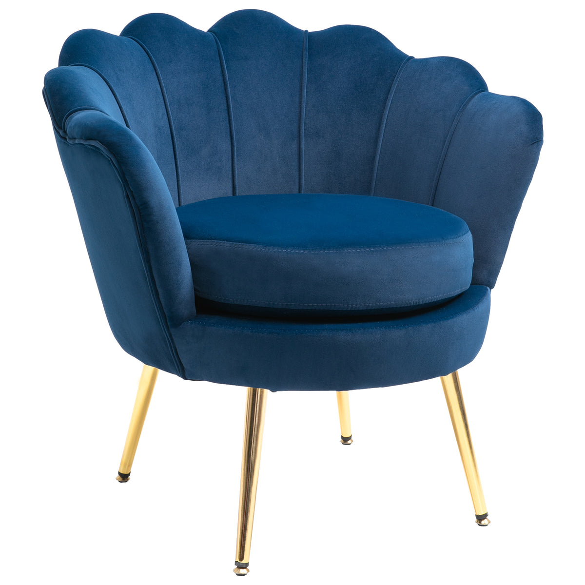 Fauteuil d'appoint moderne, fauteuil de club en tissu velouté avec pieds en métal doré pour chambre à coucher