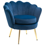 Fauteuil d'appoint moderne, fauteuil de club en tissu velouté avec pieds en métal doré pour chambre à coucher