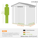 Remise de rangement extérieure 6,5' x 4', cabanon de jardin en métal avec portes doubles verrouillables