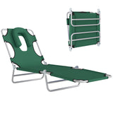 Folding Lounge Chair Outdoor, 5-Position Adjustable Portable Sun Lounger Bed for Pool