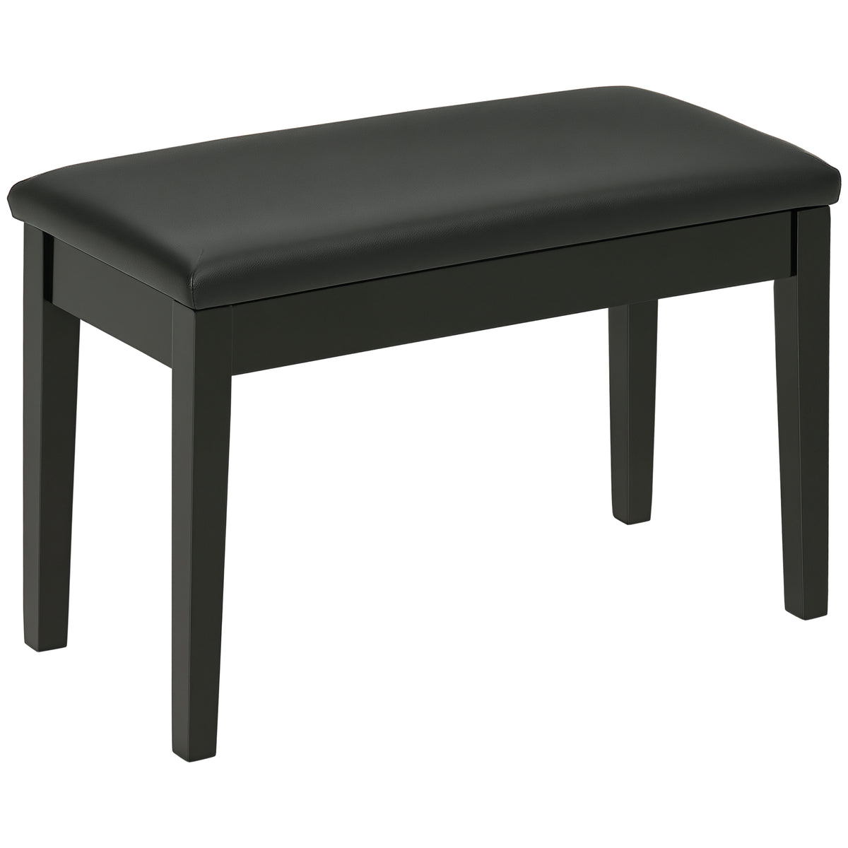 Tabouret de piano classique, siège de clavier rembourré en cuir PU avec pieds en bois d'hévéa et compartiment de rangement pour partitions