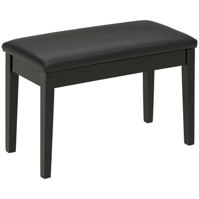 Tabouret de piano classique, siège de clavier rembourré en cuir PU avec pieds en bois d'hévéa et compartiment de rangement pour partitions
