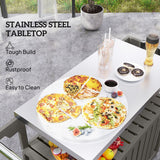 Outdoor Bar Cart with Storage Cabinet, Stainless Steel Outdoor Bar Table Top