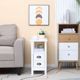 Slim End Table with 2 Drawers and Storage Shelf, Sofa Side Table for Living Room