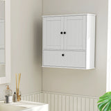 Armoire Murale Salle de Bain, Pharmacie Style Fermette avec Tablettes Ajustables et Porte Rabattable