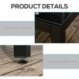 Rectangular Outdoor Dining Table for 8 People with Tempered Glass Top and Aluminum Frame