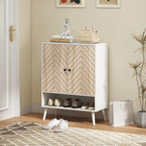 Armoire à chaussures, meuble-chaussures 5 étages avec portes, étagères réglables, 15 paires
