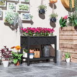 Jardinière surélevée en bois, bac de plantation avec tablette de rangement, 34