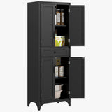 Freestanding Storage Cabinet, Kitchen Pantry Cabinet with 2 Shelves, 4 Doors