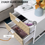 Modern Bedside Table with 2 Drawers and Steel Frame