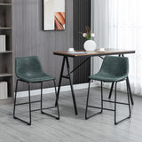 Counter Height Bar Stools Set of 2, Vintage PU Leather Bar Chairs