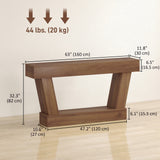 63 Inch Vintage Console Table, Narrow Entryway Table with Open Shelf for Living Room