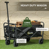 Chariot de jardin pliable pliant, chariot lourd pour pelouse avec roues universelles et poignée ajustable