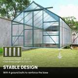 16' x 8' Aluminum Polycarbonate Greenhouse Walk-in Garden Greenhouse Kit with Adjustable Roof Vent