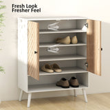 Armoire à chaussures, meuble-chaussures 5 étages avec portes, étagères réglables, 15 paires