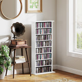 8-Tier DVD Shelf with 6 Adjustable Shelves, Holds 360 CDs, 185 DVDs or 185 Blu-rays