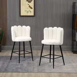Faux Cashmere Bar Stools Set of 2 Counter Height Bar Stools with Back for Home Kitchen, 20.5